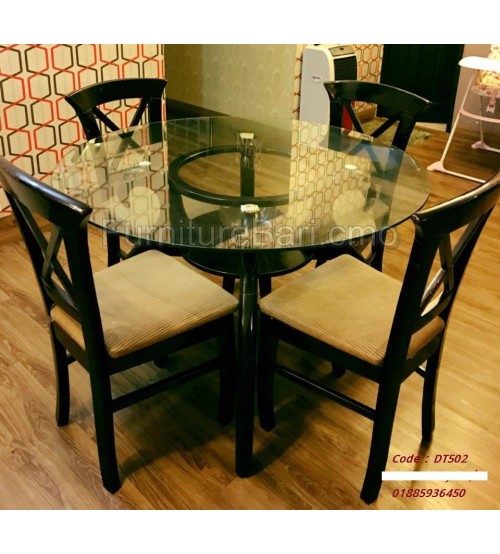Linea Round Dining Table DT502 (4 Chairs + 1 Table)