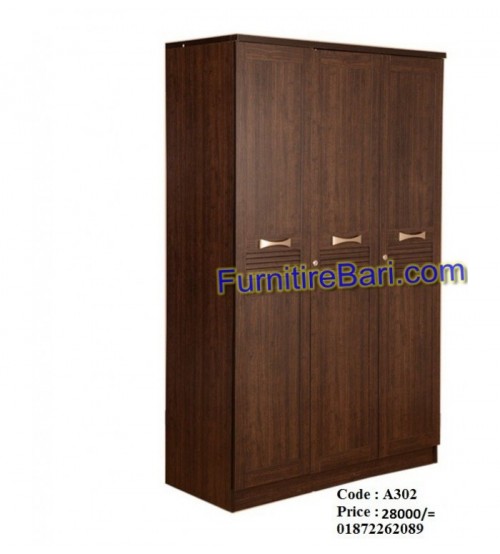 Wooden Almirah 3 Door 4 Palla A302 Online Furniture Store in