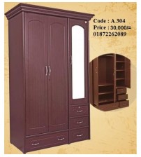 Wooden Mirror Almirah 3 Door A304