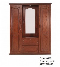 Wooden Mirror Almirah 3 Door A305