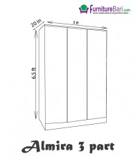 Wooden Mirror Almirah 3 Door A305