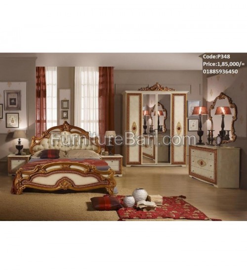 Wooden Bedroom Set P348 (Bed, Side Table, Dressing Table, Almira)