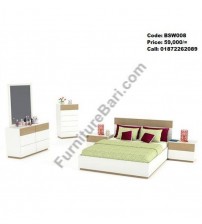 Wooden Bedroom set BSW008 (Bed, Side Table, Almira, Dressing Table)