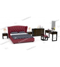 Wooden Bedroom set PS577 (Bed, Side Table, Chest Of Drawer, Dressing Table)