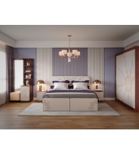 Alpona Bedroom set (Bed, 1xSide Table, Almirah, Dressing Table) PS650