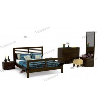 Wooden Bedroom Set PS593 (Bed, Side Table, Chest Of Drawer, Dressing Table)