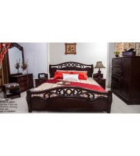 Wooden Bedroom set P201 (Bed, Side Table, Wardrobe, Dressing Table)