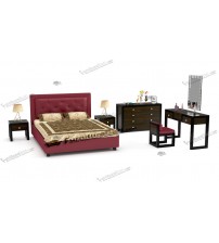 Wooden Bedroom Set PS600 (Bed, Side Table, Chest Of Drawer, Dressing Table)