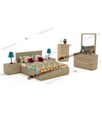 Wooden Bedroom Set PS594 (Bed, Side Table, Chest Of Drawer, Dressing Table)