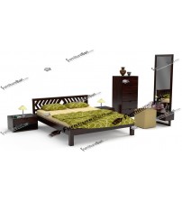 Wooden Bedroom Set PS597 (Bed, Side Table, Chest Of Drawer, Dressing Table)