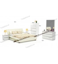 Wooden Bedroom Set PS599 (Bed, Side Table, Chest Of Drawer, Dressing Table)