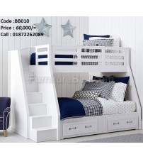 White Wooden Bunk Bed Without Mattress BB010