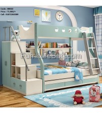 Aquamarine Wooden Railing Bunk Bed Without Mattress BB022