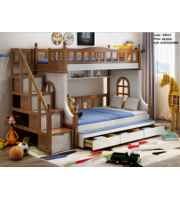 Wooden White Bunk Bed Without Cabinet - Mattress BB012