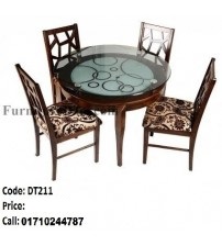 Round Dining Table DT211 (4 Chairs + 1 Table)