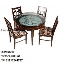 Round Dining Table DT211 (4 Chairs + 1 Table)