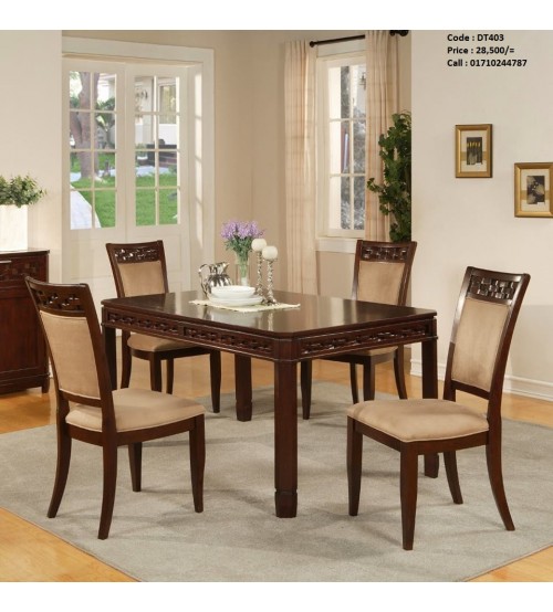 Prism Wood Dining Table DT403 (4 Chairs + 1 Table)