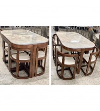 Space Saving Marble Top Dining Table DT650 (6 Chairs + 1 Table)