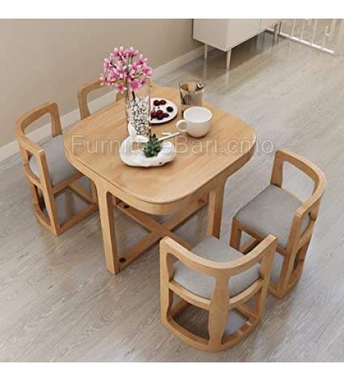 Space Saving Wooden Top Dining Table DT650W (4 Chairs + 1 Table)