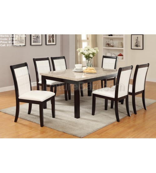 EarthMarble Dining Table DT347 (6 Chairs + 1 Table)
