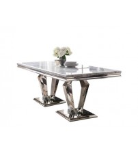 Dining Table Stainless Steel & Marble Top DT665 (6 Chairs + 1 Table)