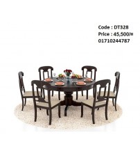 Round Dining Table DT328 (6 Chairs + 1 Table)