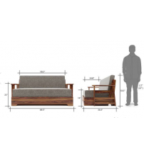 3 Seater Meheguni Wood Sofa Cum Bed SCB044