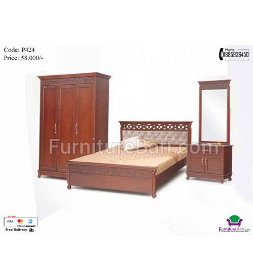 Wooden Bedroom set P421 (Bed, Dressing Table, Waredrobe)