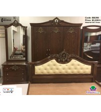 Wooden Bedroom Set BS266 (Bed, Side Table, Almirah, Dressing Table)